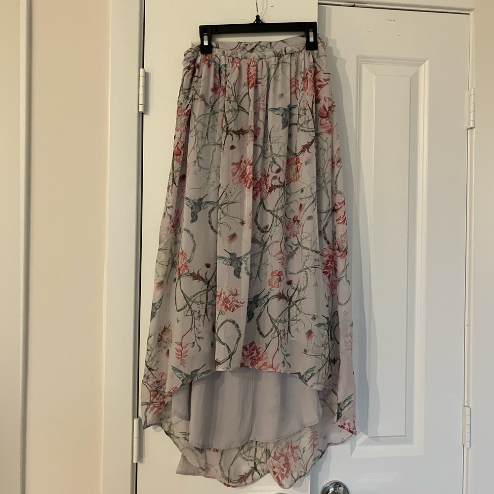 French Connection Floral Silk High-low Midi Skirt